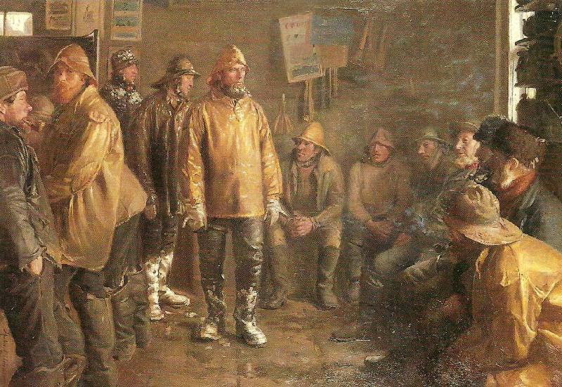 i kobmandens bod en vinterdag, nar der ikke fiskes, Michael Ancher